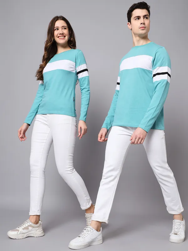 Multicolor_Striped_Couple_Round_Neck_Multicolor_T-Shirt
