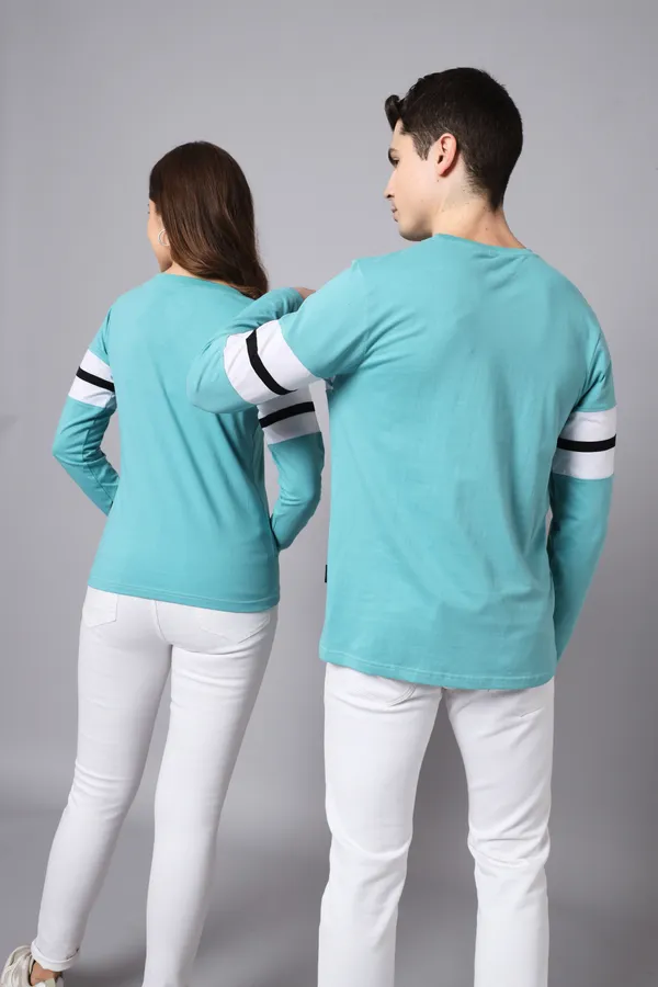 Blue_Colorblock_Couple_Round_Neck_Blue_T-Shirt