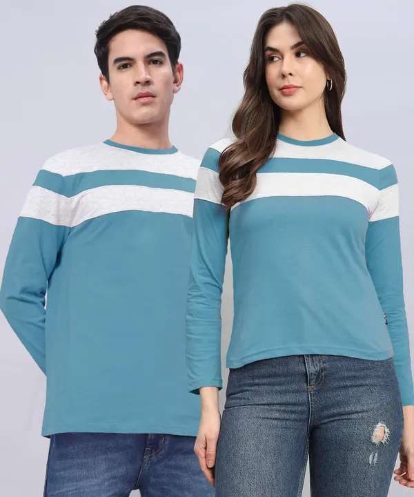 Striped_Couple_Round_Neck_Light_Blue_T-Shirt