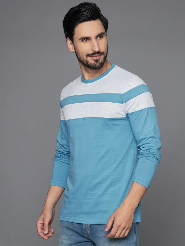 Striped_Couple_Round_Neck_Light_Blue_T-Shirt