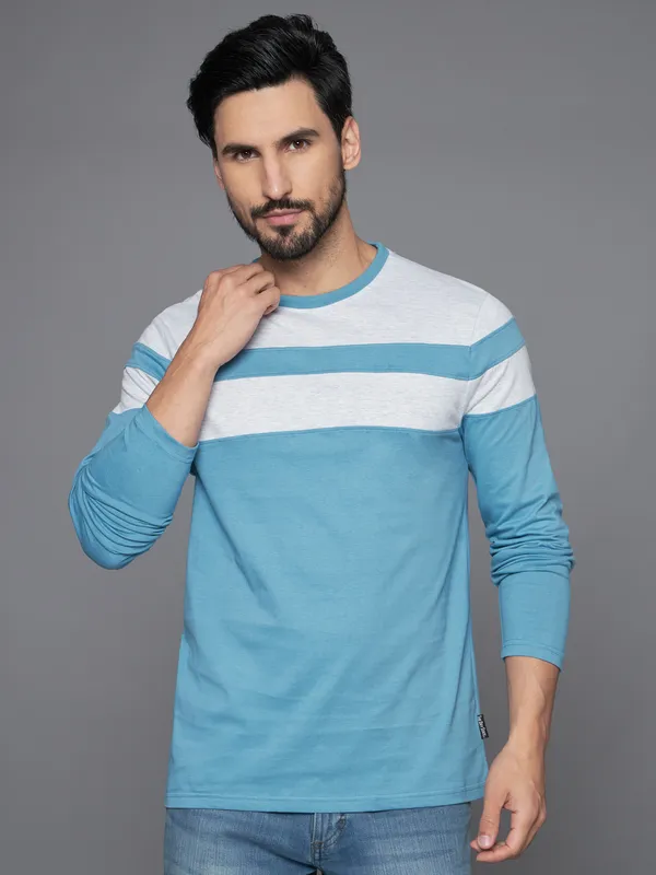 Striped_Couple_Round_Neck_Light_Blue_T-Shirt
