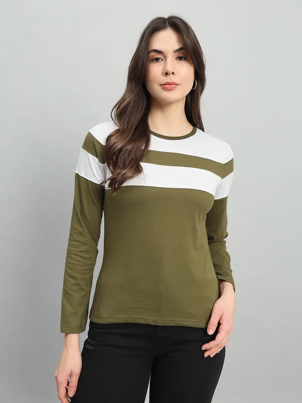 Striped_Couple_Round_Neck_Green_T-Shirt
