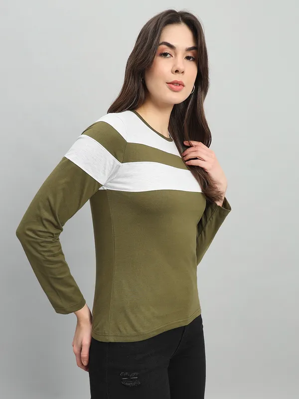 Striped_Couple_Round_Neck_Green_T-Shirt