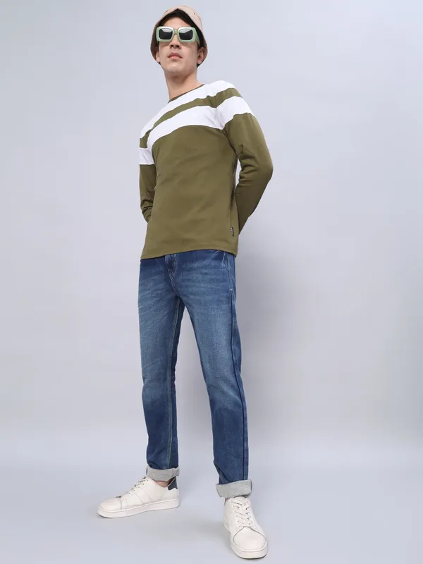 Striped_Couple_Round_Neck_Green_T-Shirt