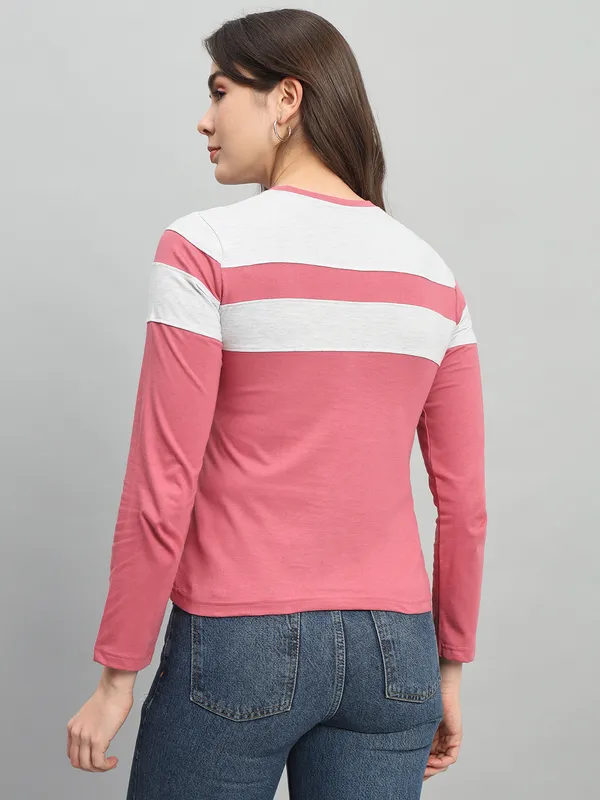Striped_Couple_Round_Neck_Pink_T-Shirt
