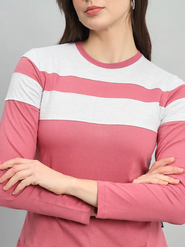 Striped_Couple_Round_Neck_Pink_T-Shirt