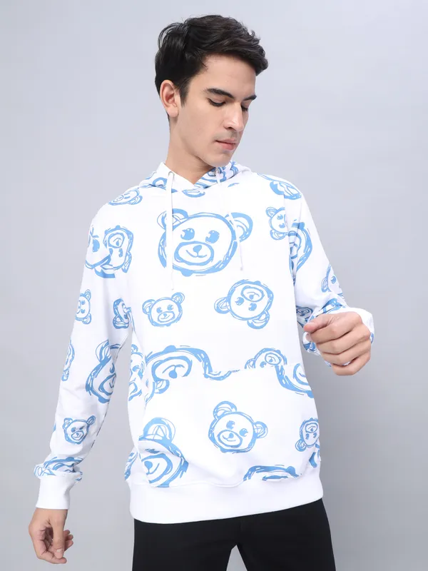 Printed_Couple_Round_Neck_White,_Blue,_Light_Blue_T-Shirt