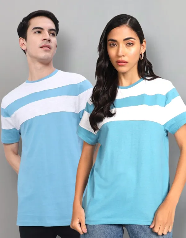 Light_Blue_Striped_Couple_Round_Neck_Light_Blue_T-Shirt