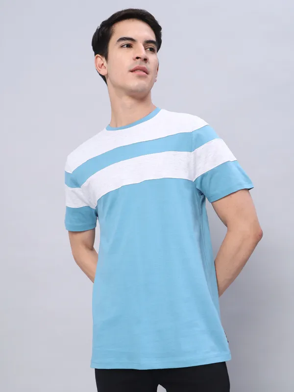 Light_Blue_Striped_Couple_Round_Neck_Light_Blue_T-Shirt