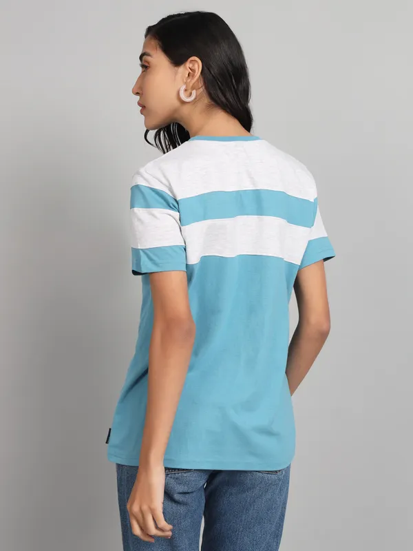 Light_Blue_Striped_Couple_Round_Neck_Light_Blue_T-Shirt