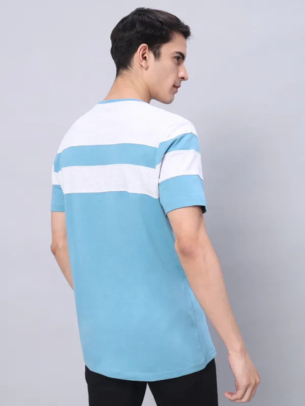 Light_Blue_Striped_Couple_Round_Neck_Light_Blue_T-Shirt