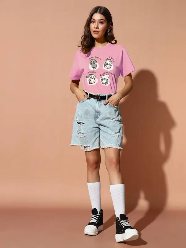 Women's_Loose_Fit_Half_Sleeve_T-Shirt_Typo_with_Grey_Cat_Print