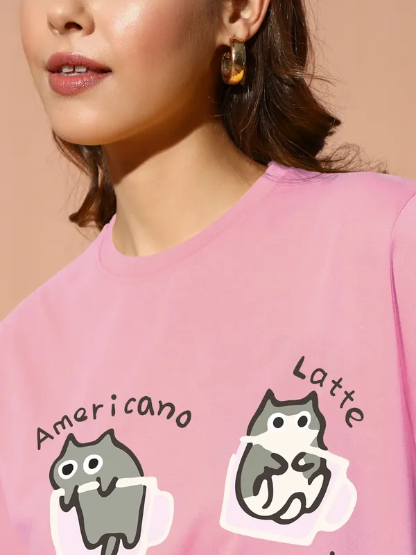 Women's_Loose_Fit_Half_Sleeve_T-Shirt_Typo_with_Grey_Cat_Print