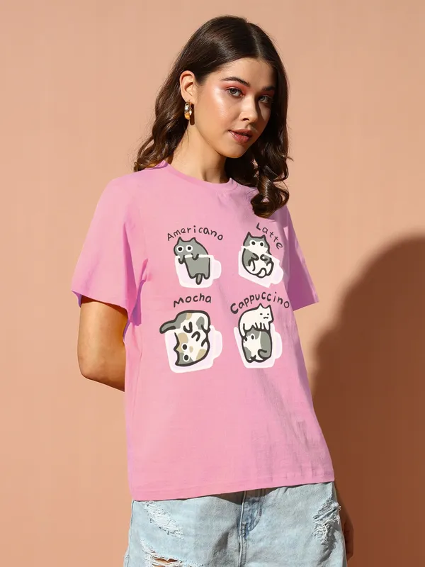 Women's_Loose_Fit_Half_Sleeve_T-Shirt_Typo_with_Grey_Cat_Print