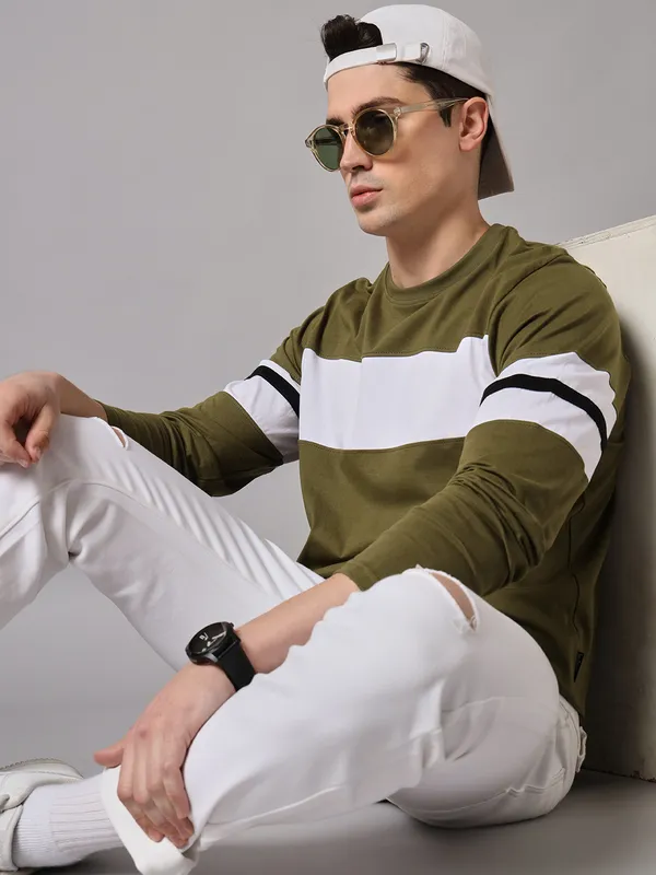 Green_Striped_Men_Polo_Neck_Green_T-Shirt