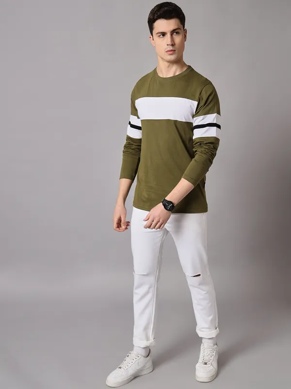 Green_Striped_Men_Polo_Neck_Green_T-Shirt