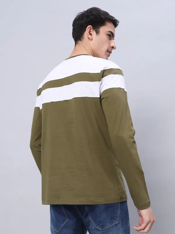 Dark_Green_And_White_Solid_Men_Round_Neck_Dark_Green,_White_T-Shirt