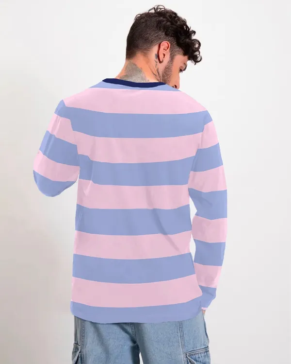 Blue_And_Pink_Striped_Men_Polo_Neck_Blue,_Pink_T-Shirt