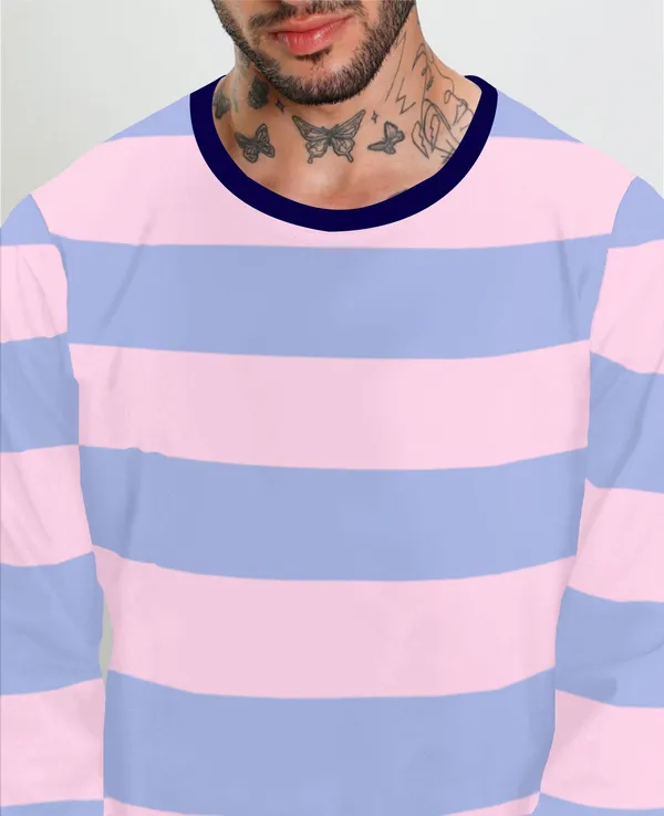 Blue_And_Pink_Striped_Men_Polo_Neck_Blue,_Pink_T-Shirt