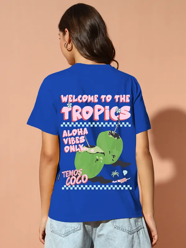 Women's_Loose_Fit_Half_Sleeve_Tshirt_with_tropics__graphic_print_at_front_&_back