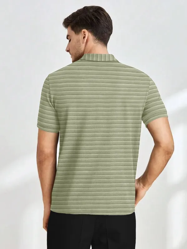Mens_Half_Sleeve_Collared_Textured_Knit_Tshirt_With_Zipper_Neck_Details