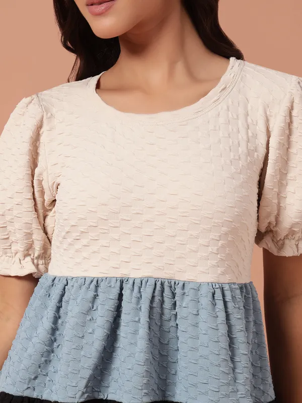 Textured_Peplum_Colorblocked_Top_With_Puff_Sleeves