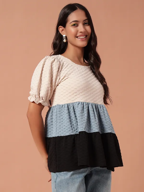 Textured_Peplum_Colorblocked_Top_With_Puff_Sleeves