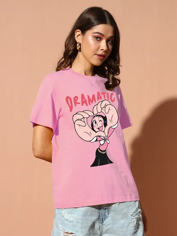 Women's_Loose_Fit_Half_Sleeve_T-Shirt_Typo_with_Girl_Print