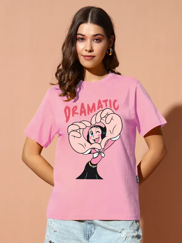 Women's_Loose_Fit_Half_Sleeve_T-Shirt_Typo_with_Girl_Print