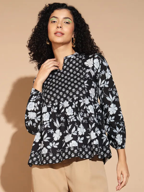 Casual_Floral_Print___Multicolor_Top