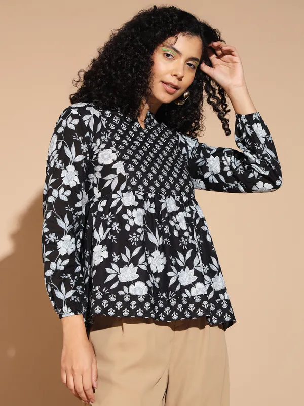 Casual_Floral_Print___Multicolor_Top