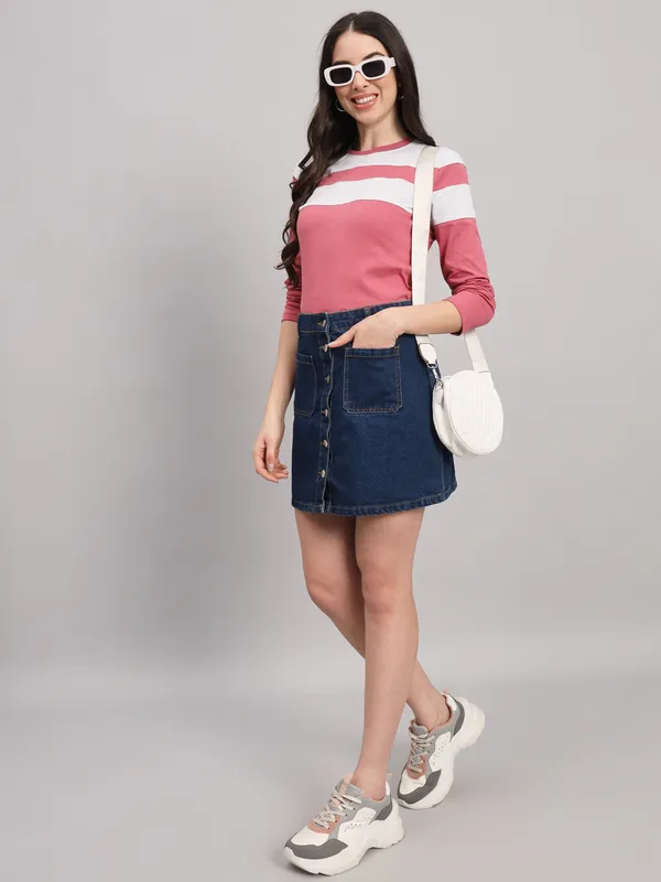 Printed___Round_Neck_Multicolor_T-Shirt