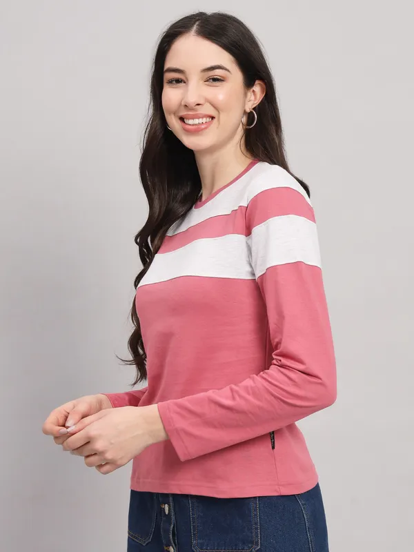 Printed___Round_Neck_Multicolor_T-Shirt