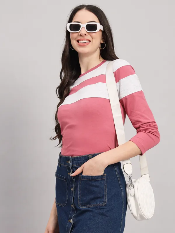Printed___Round_Neck_Multicolor_T-Shirt