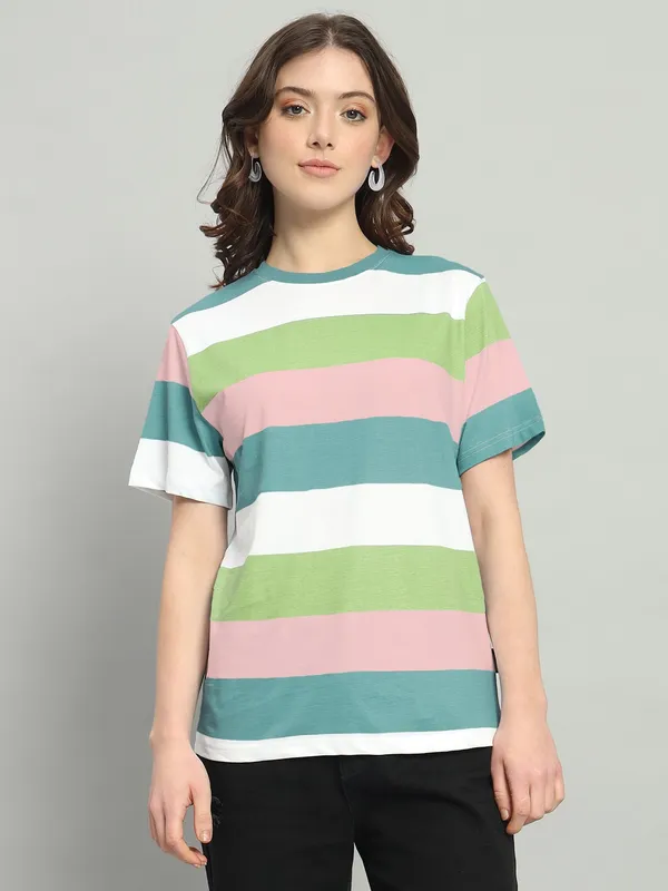 Blue_Green_Striped_Loose_Fit_T-Shirt