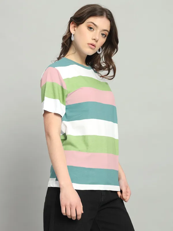 Blue_Green_Striped_Loose_Fit_T-Shirt
