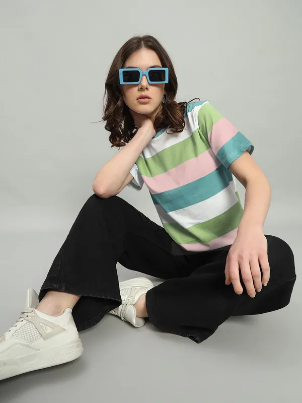 Blue_Green_Striped_Loose_Fit_T-Shirt