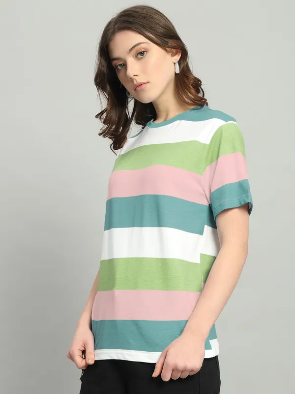 Blue_Green_Striped_Loose_Fit_T-Shirt