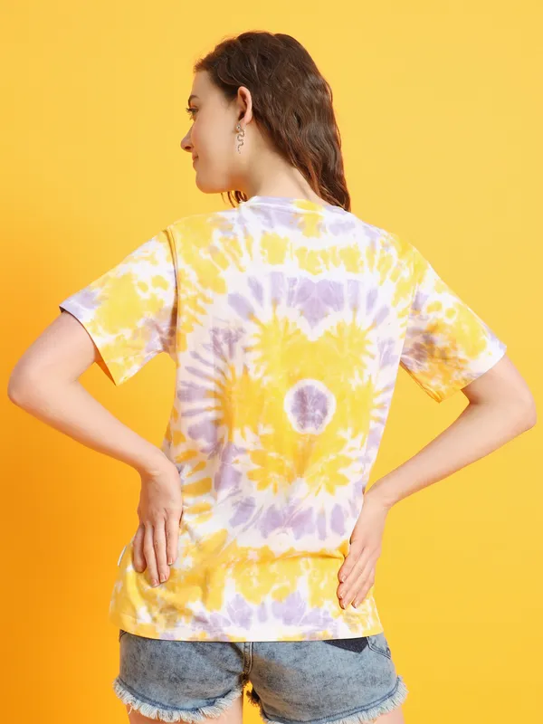Yellow_And_Purple_Tie_&_Dye___Round_Neck_Yellow,_Purple_T-Shirt