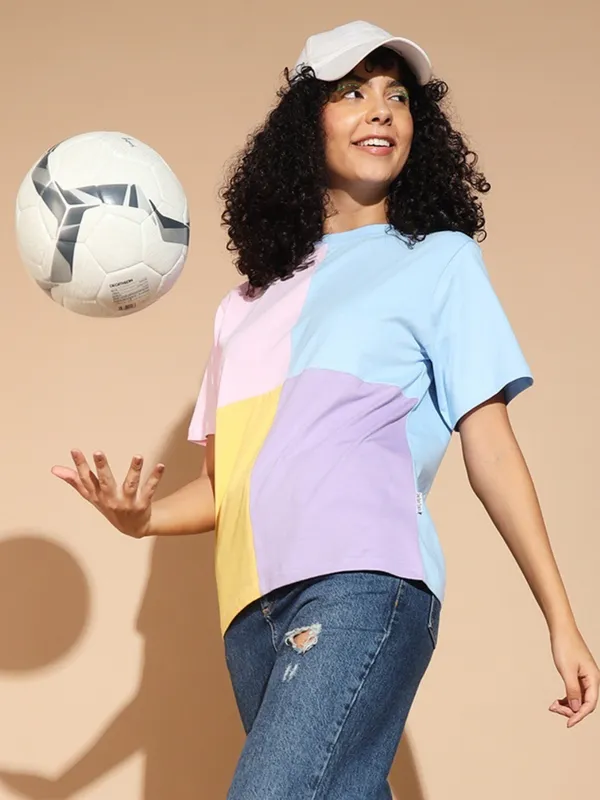 Printed___Round_Neck_Multicolor_T-Shirt