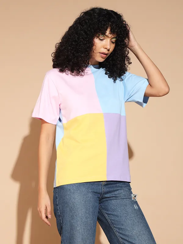 Printed___Round_Neck_Multicolor_T-Shirt