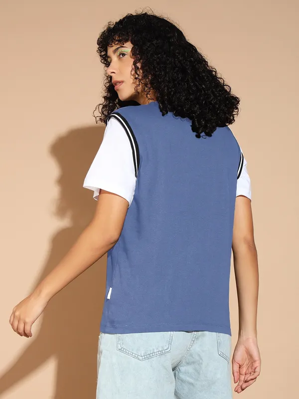 Printed___Round_Neck_Purple_T-Shirt