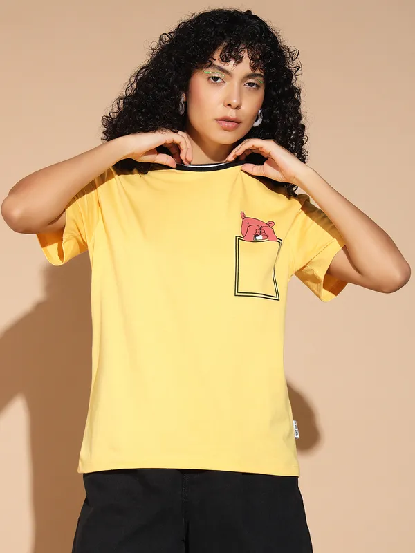 Tshirt_With_Cute_Pocket_Teddy_Graphic_At_Front_&_Contrast_Black_-White_Striped_Neck_Rib