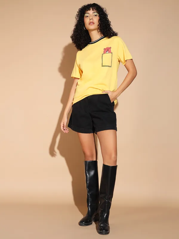 Tshirt_With_Cute_Pocket_Teddy_Graphic_At_Front_&_Contrast_Black_-White_Striped_Neck_Rib