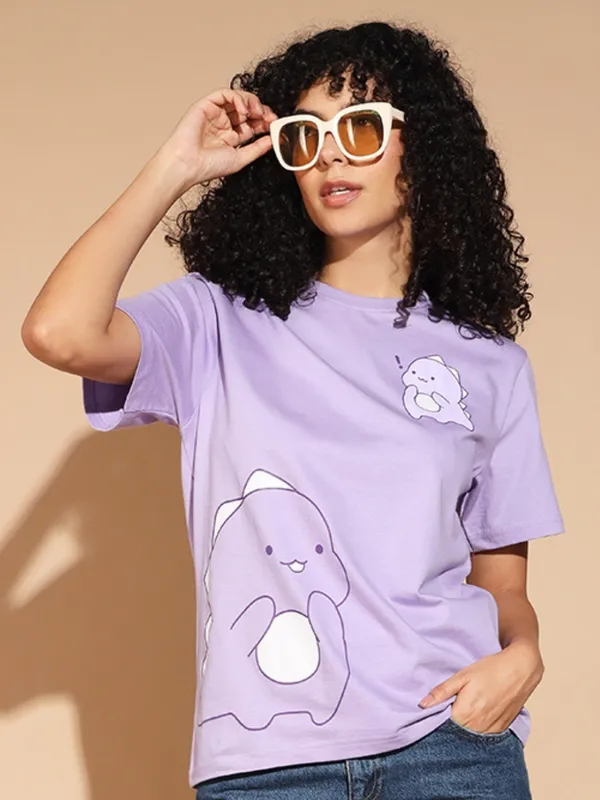 Graphic_Print___Round_Neck_Purple_T-Shirt