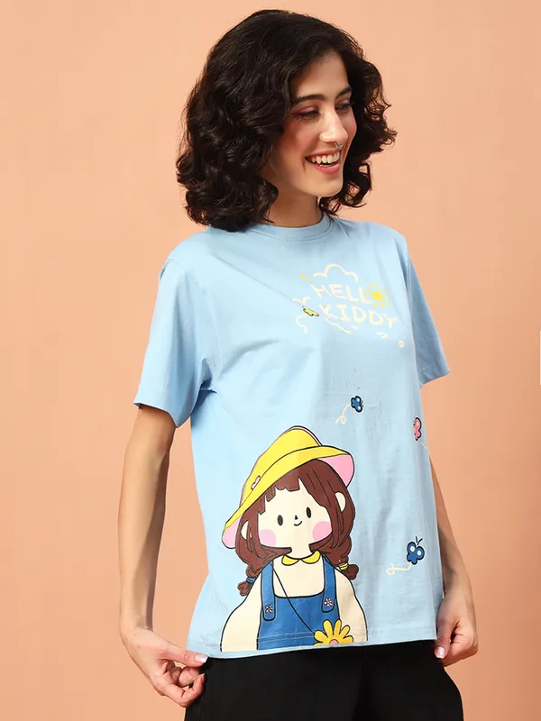 PRINTED___ROUND_NECK_BLUE_T-SHIRT
