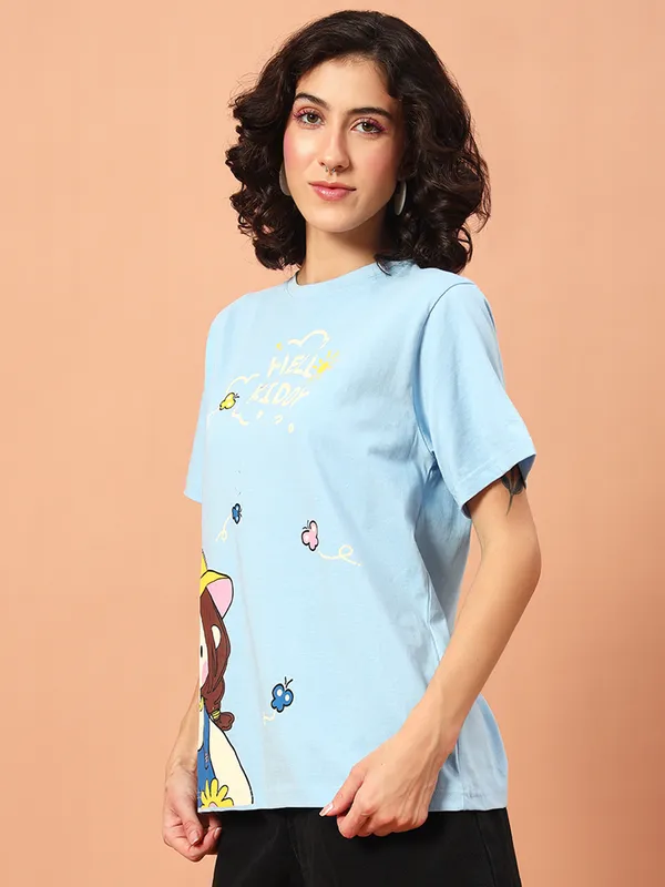 PRINTED___ROUND_NECK_BLUE_T-SHIRT