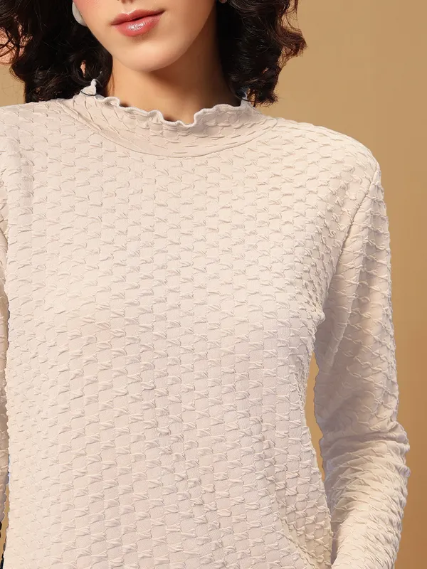 Textured_Full_Sleeve_High_Neck_Beige_Tshirt