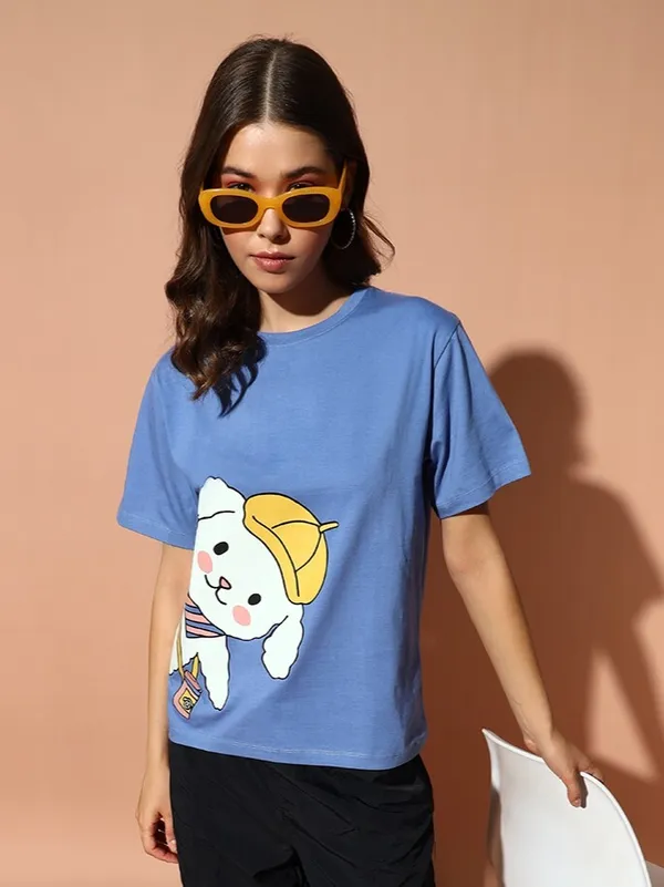 THE_DRY_STATE_Printed_Women_Round_Neck_Navy_Blue_T-Shirt