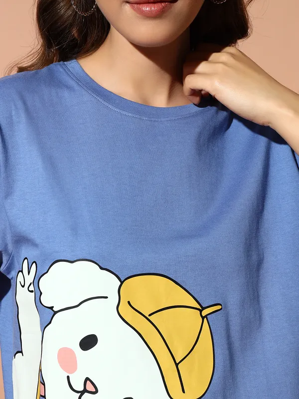 THE_DRY_STATE_Printed_Women_Round_Neck_Navy_Blue_T-Shirt
